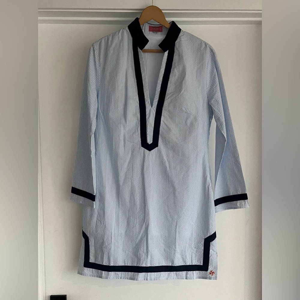 Castaway Light Blue and Navy Tunic Dress. Size Large - Picture 2 of 6